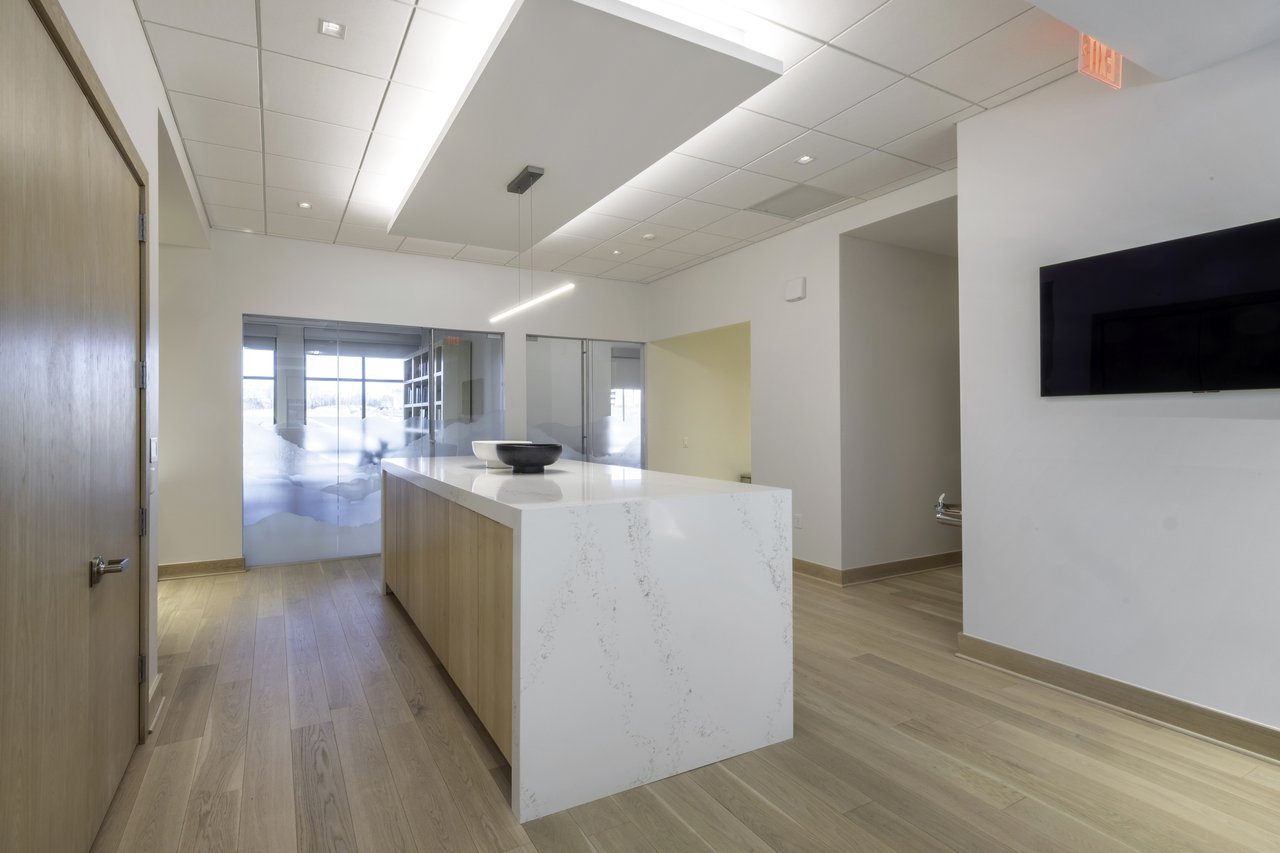 Office workspace with views